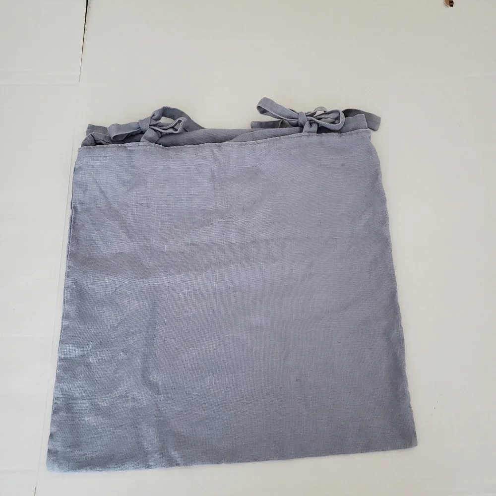 Pottery Barn 100% Linen Pillow Cover With Ties Light Blue 18X18